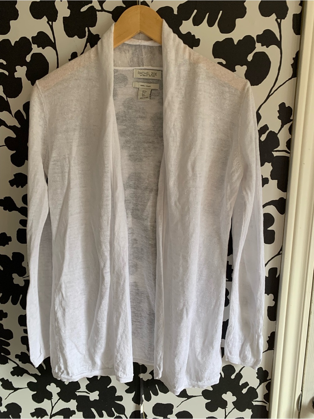 Rachel Zoe White Linen Cardigan coastal spring summer classic cool timeless